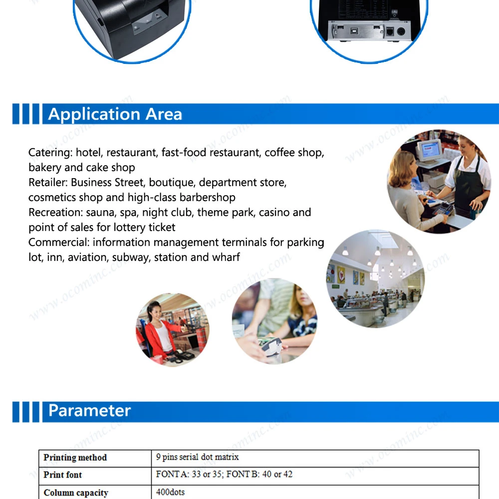 Ocpp-762 DOT Matrix Receipt Printer 76mm Width Paper Size