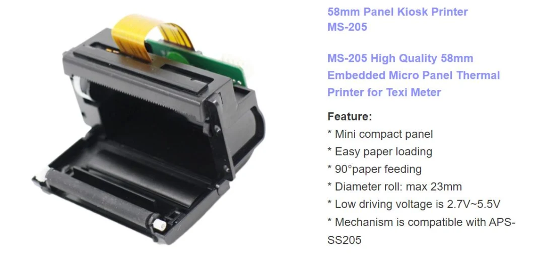 Ms-205 High Quality 58mm Embedded Micro Panel Thermal Printer for Texi Meter