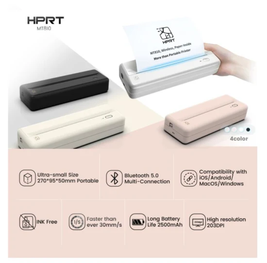 HPRT Tragbarer Reisedrucker MT810 Thermo-Wireless-Drucker für Mobiltelefone