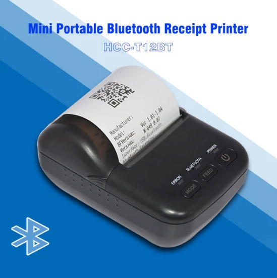 Günstiger Thermo-Belegdrucker, 58 mm, tragbarer Bluetooth-Thermo-Minidrucker für POS-Terminal (HCC-T12BT)