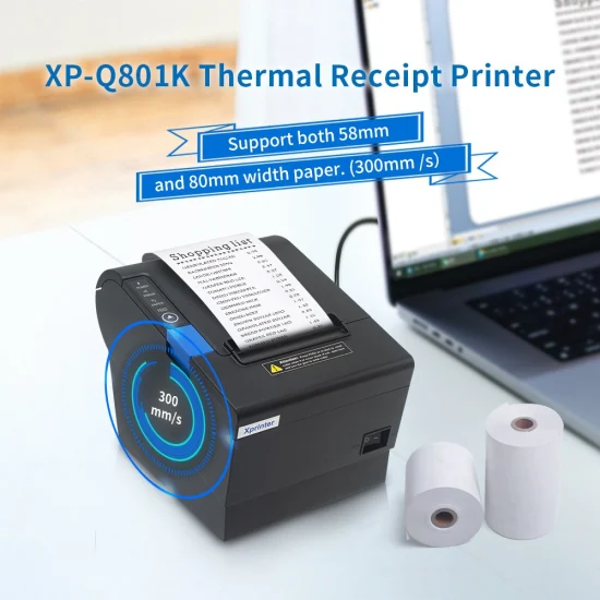 Xprinter XP-Q801K Großhandel Hochgeschwindigkeits-80-mm-Thermo-Belegdrucker mit USB-POS-Drucker