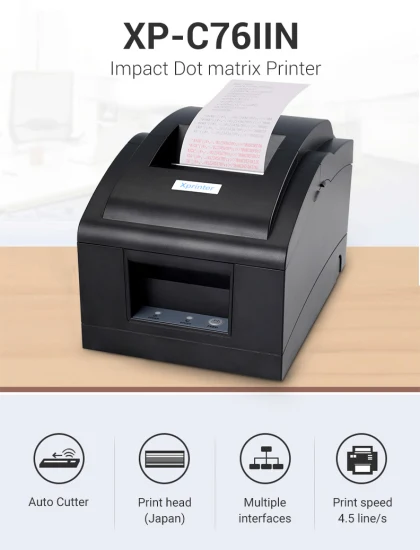 Xprinter XP-C76IIN 76-mm-Nadeldrucker mit 4,5 Zeilen/s für kleine Unternehmen